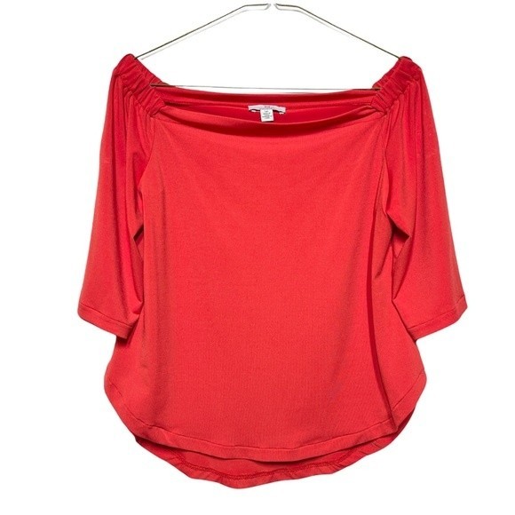 H by Halston Off the Shoulder Elastic Shoulder Top in Red S NWOT - Picture 1 of 8